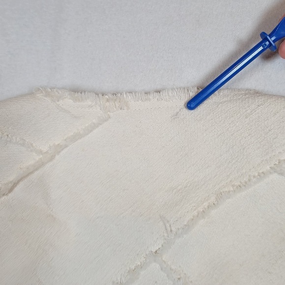 Derek Lam Io Crosby Ivory Textured Frayed Edge Cropped Jacket Womens Sz 8 - Picture 9 of 9